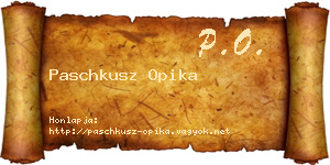 Paschkusz Opika névjegykártya